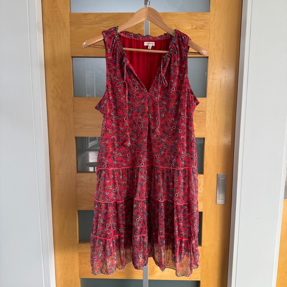 Max Studio Red Floral Midi Dress